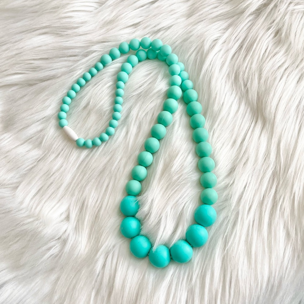 Graduated Bead Teal Silicone Baby Teething Necklace